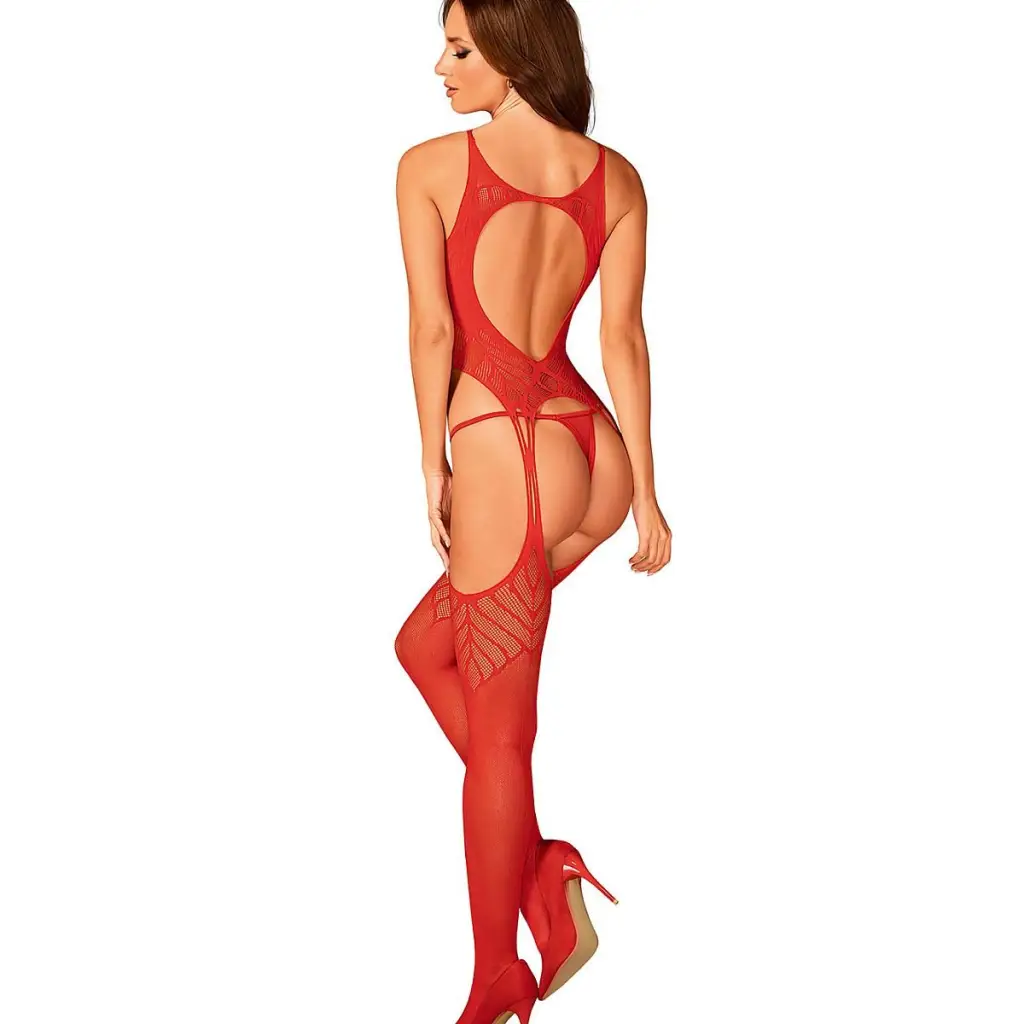 Bodystocking model 175187 Red by Obsessive - Bodystocking