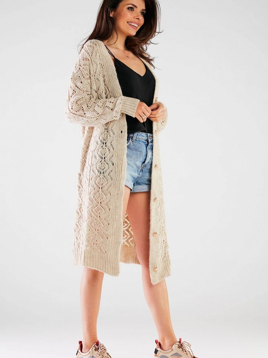 Cardigan model 166852 Beige by awama - One Size - Cardigans