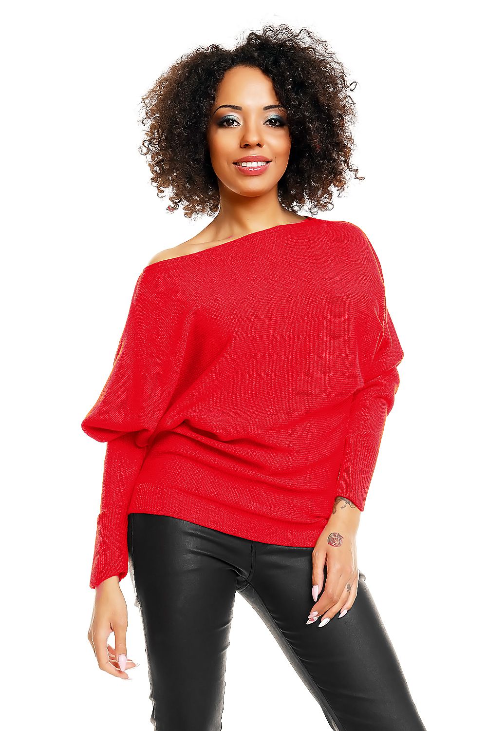 Bat style blouse model 84279 Red by PeeKaBoo - One Size