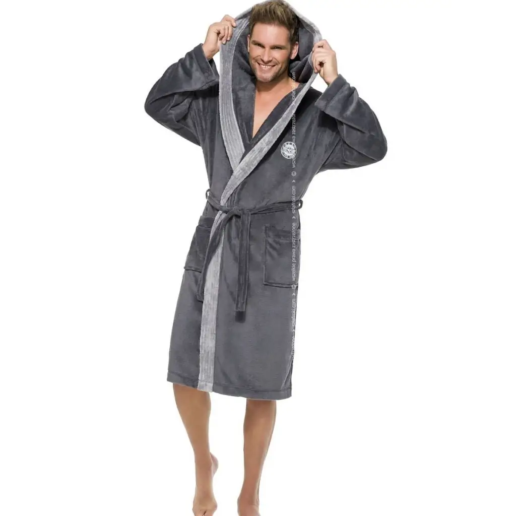 Bathrobe model 122867 Grey by L&L collection - Men’s