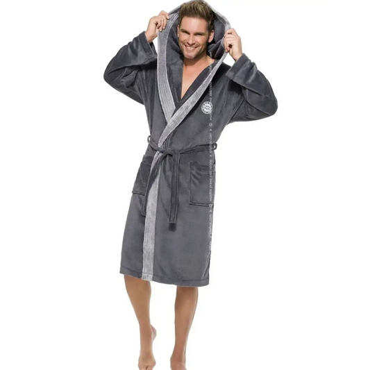 Bathrobe model 122867 Grey by L&L collection - Men’s