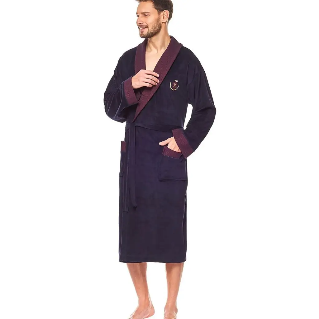 Bathrobe model 147702 Navy Blue by L&L collection - Men’s