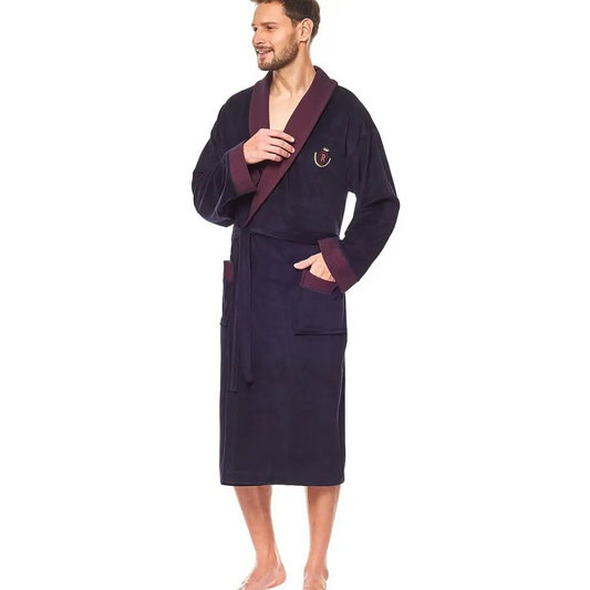 Bathrobe model 147702 Navy Blue by L&L collection - Men’s