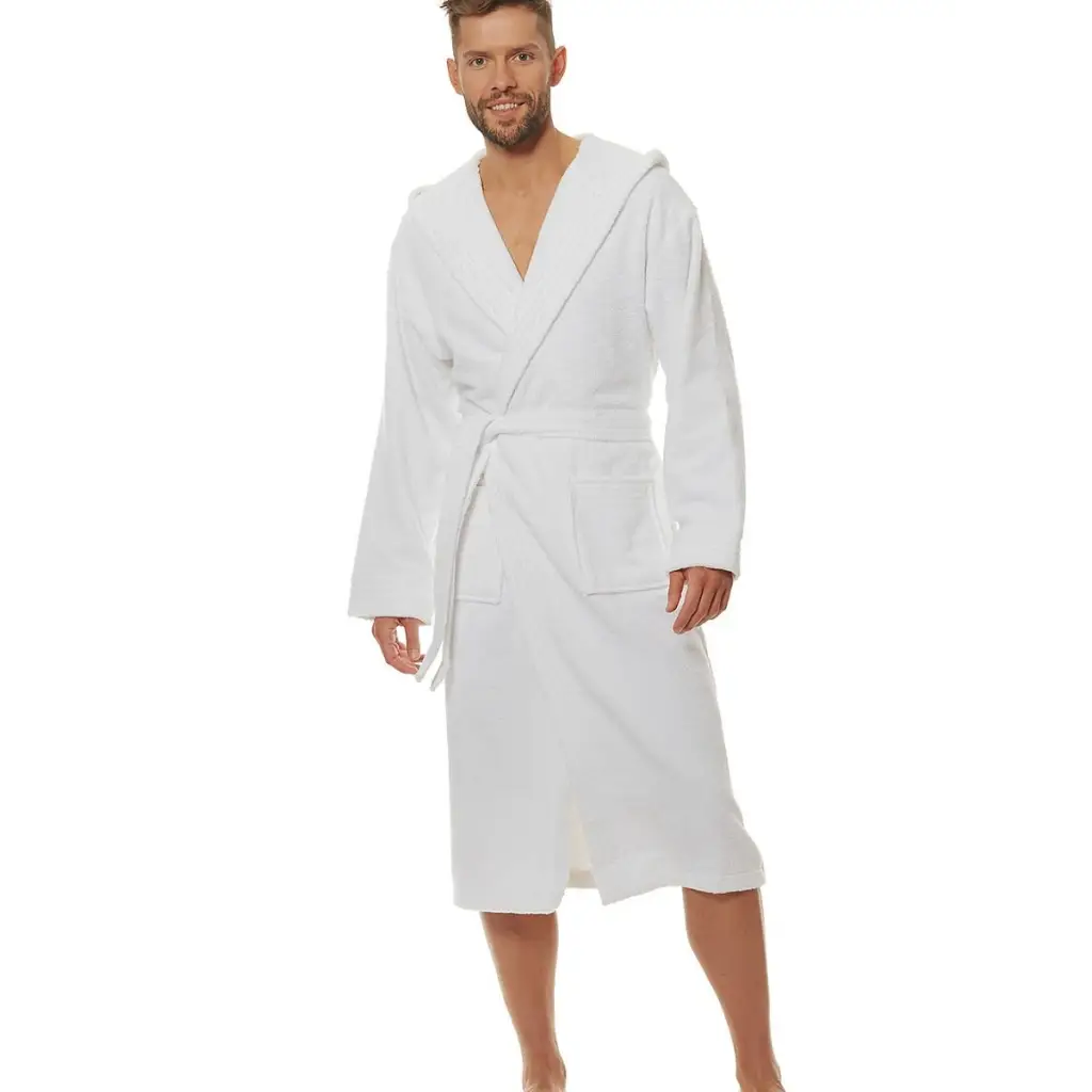 Bathrobe model 152614 White by L&L collection - Men’s