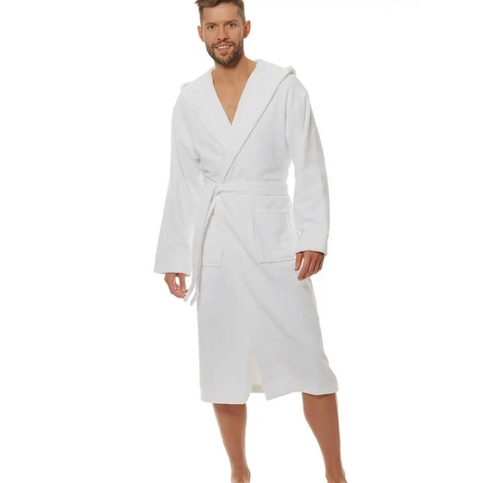 Bathrobe model 152614 White by L&L collection - Men’s