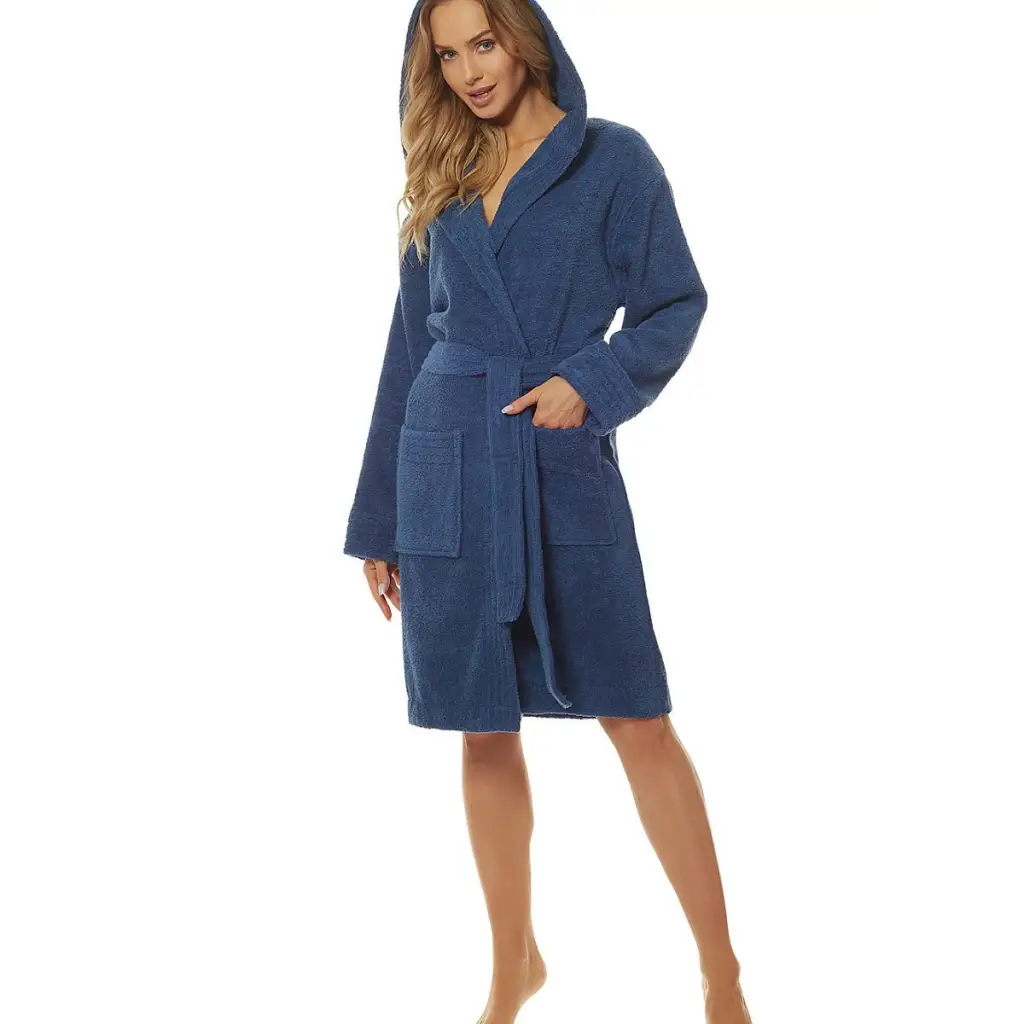 Bathrobe model 152616 Navy Blue by L&L collection -