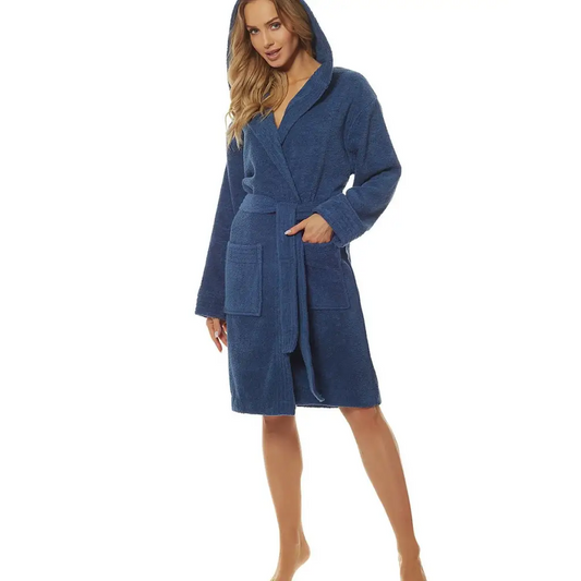 Bathrobe model 152616 Navy Blue by L&L collection -