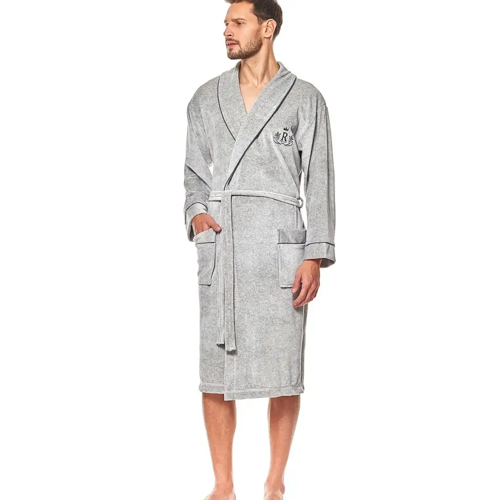 Bathrobe model 152625 Grey by L&L collection - Men’s