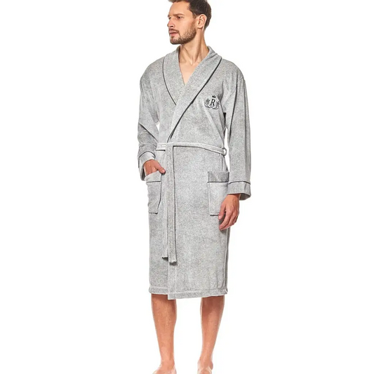 Bathrobe model 152625 Grey by L&L collection - Men’s