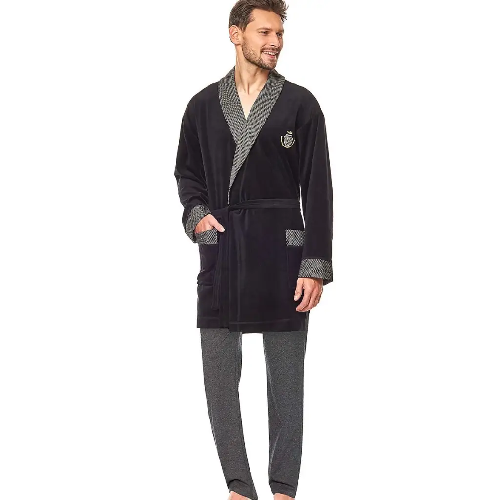 Bathrobe model 152953 Black by L&L collection - Men’s