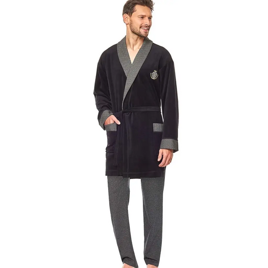 Bathrobe model 152953 Black by L&L collection - Men’s