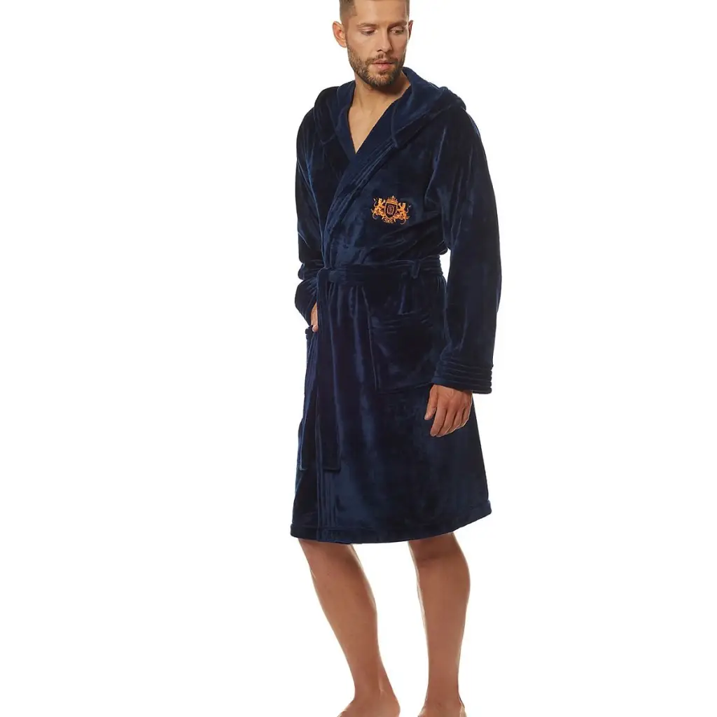 Bathrobe model 172790 Navy Blue by L&L collection - Men’s