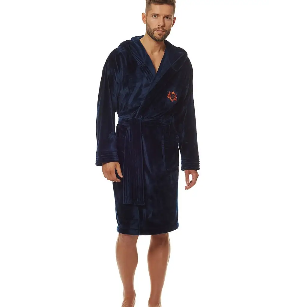 Bathrobe model 172790 Navy Blue by L&L collection - Men’s