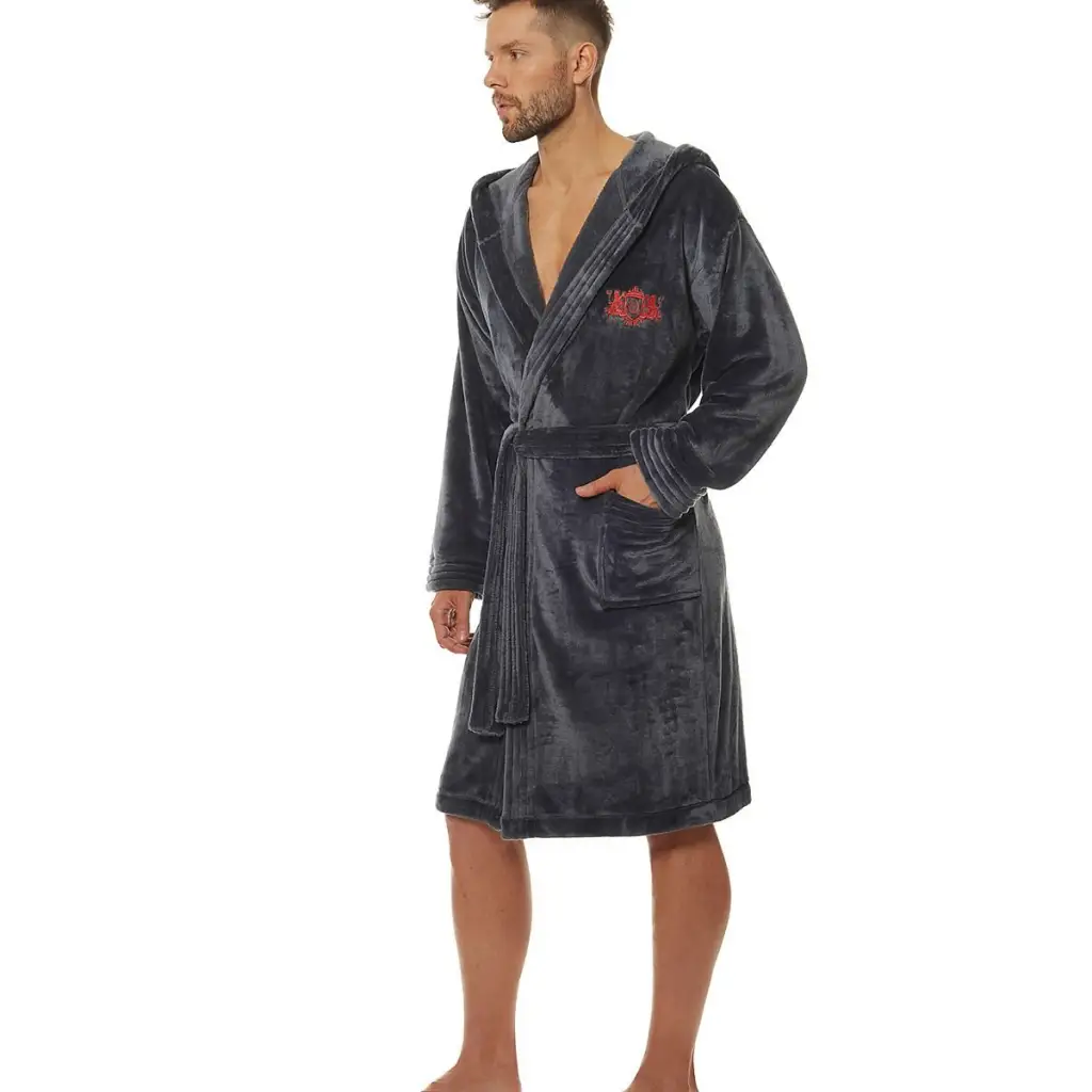 Bathrobe model 172791 Grey by L&L collection - Men’s