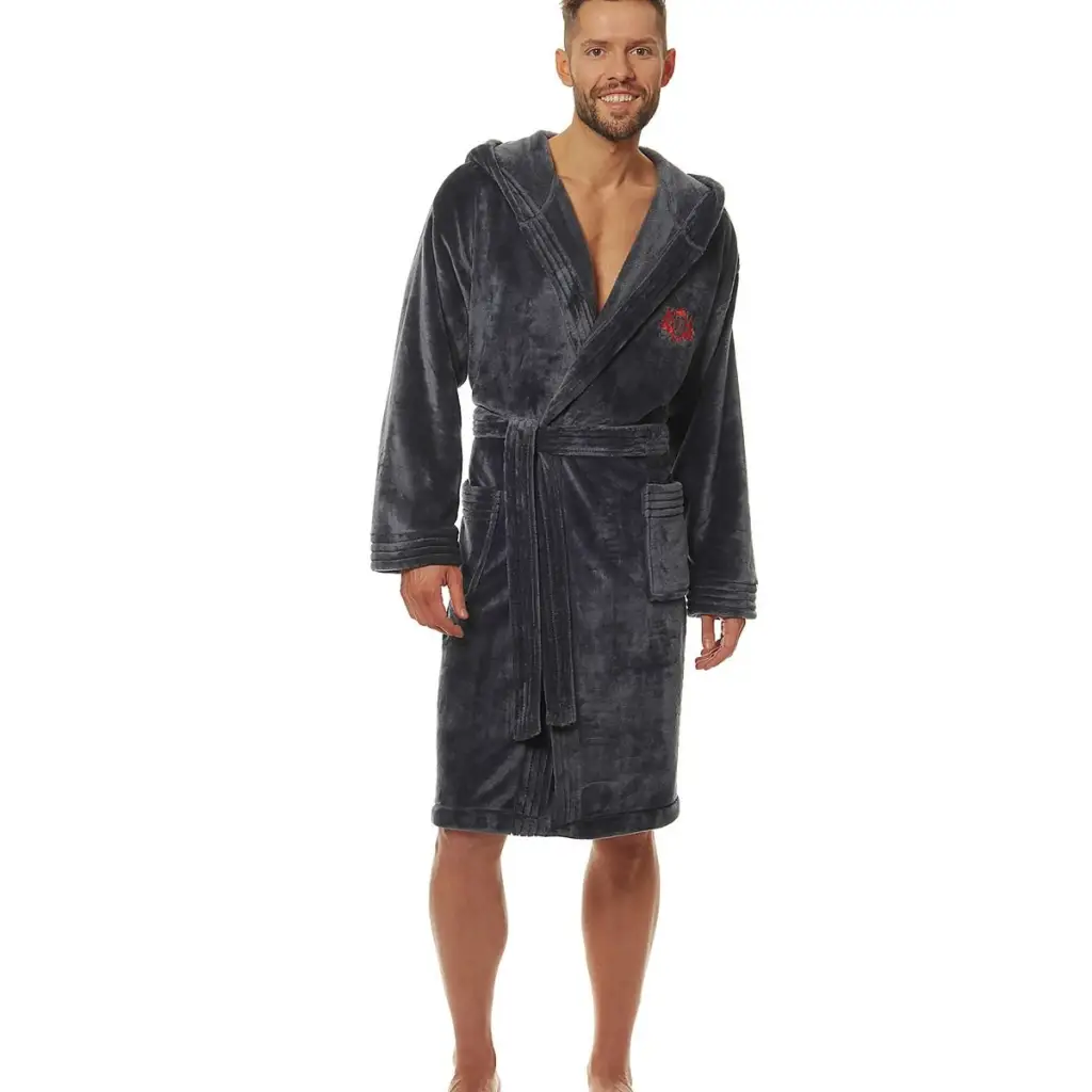 Bathrobe model 172791 Grey by L&L collection - Men’s