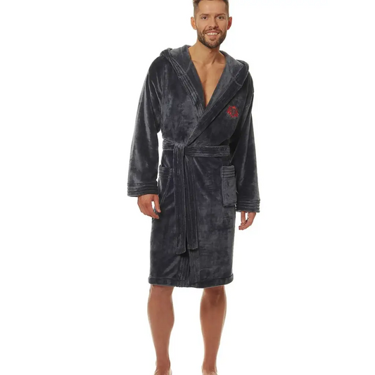 Bathrobe model 172791 Grey by L&L collection - Men’s