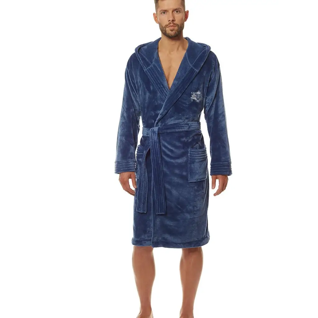 Bathrobe model 172792 Navy Blue by L&L collection - Men’s