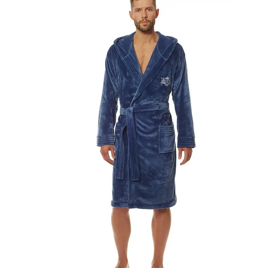 Bathrobe model 172792 Navy Blue by L&L collection - Men’s