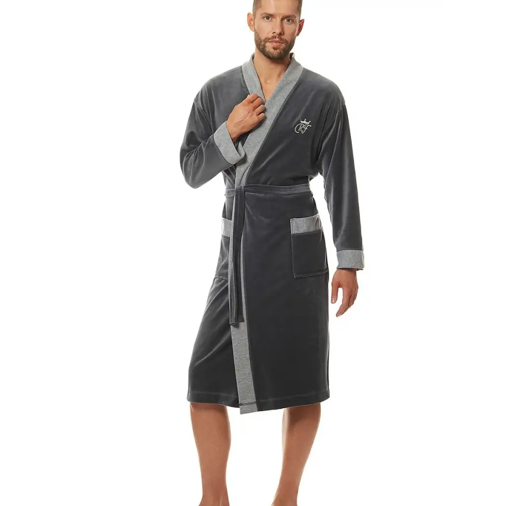 Bathrobe model 172793 Grey by L&L collection - Men’s