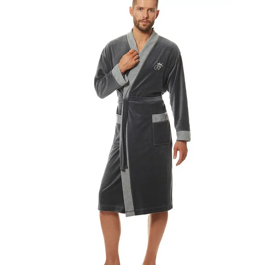 Bathrobe model 172793 Grey by L&L collection - Men’s