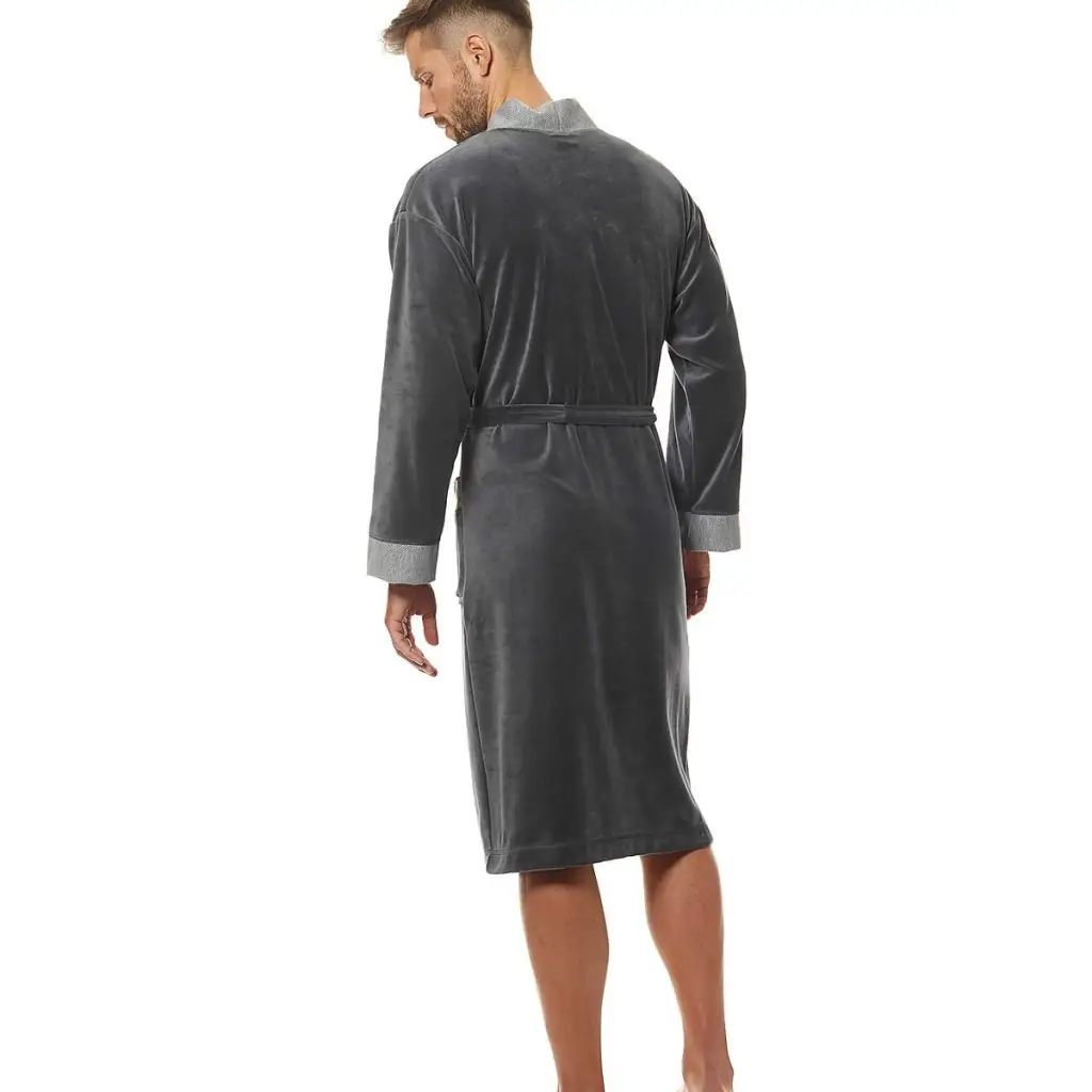 Bathrobe model 172793 Grey by L&L collection - Men’s