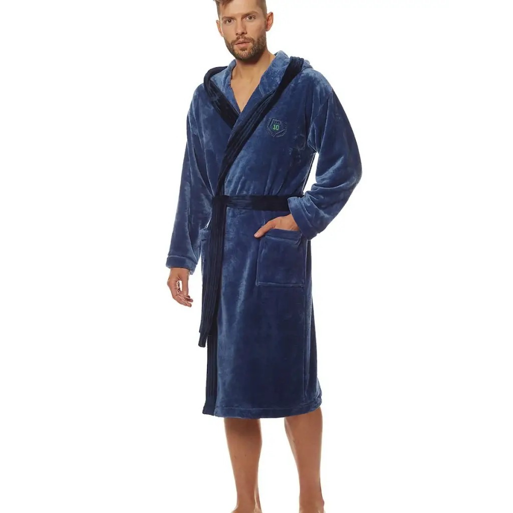 Bathrobe model 172796 Navy Blue by L&L collection - Men’s