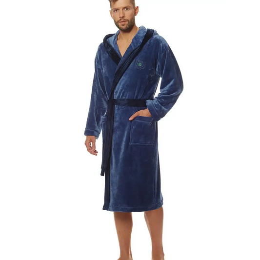 Bathrobe model 172796 Navy Blue by L&L collection - Men’s