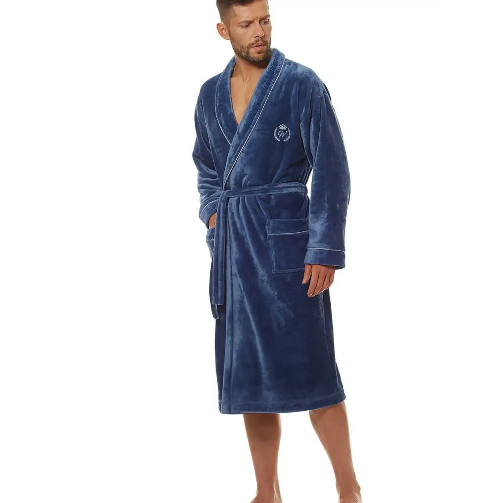 Bathrobe model 172798 Navy Blue by L&L collection - Men’s