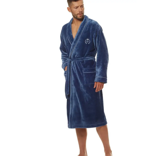 Bathrobe model 172798 Navy Blue by L&L collection - Men’s