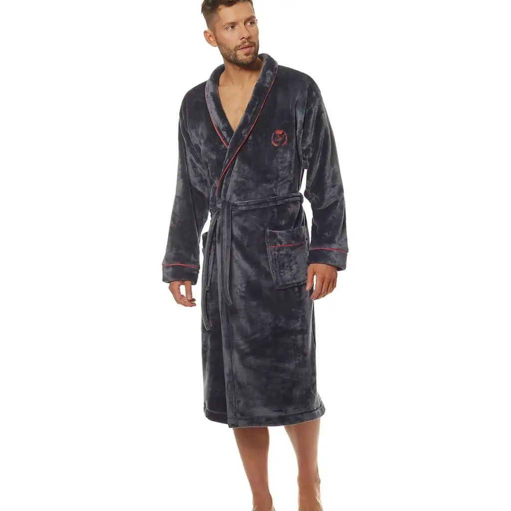 Bathrobe model 172799 Grey by L&L collection - Men’s