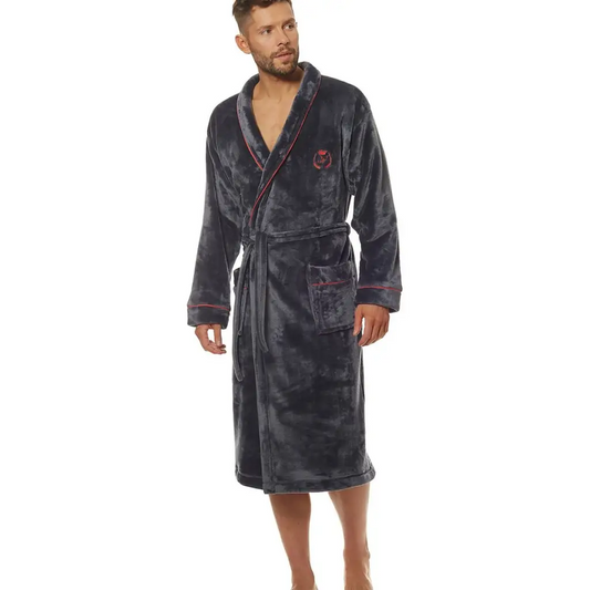 Bathrobe model 172799 Grey by L&L collection - Men’s