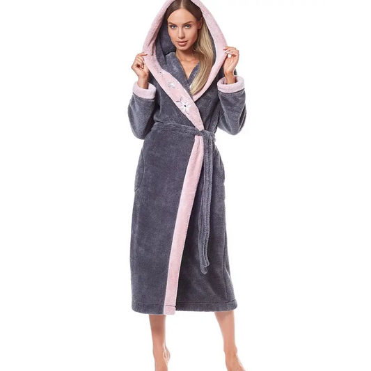 Bathrobe model 186213 Grey by L&L collection - Bathrobes