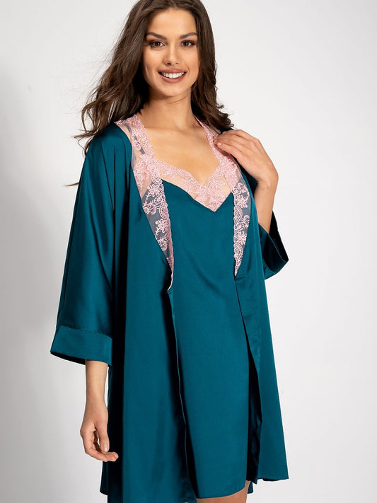 Bathrobe model 190479 Green by Momenti Per Me - Bathrobes