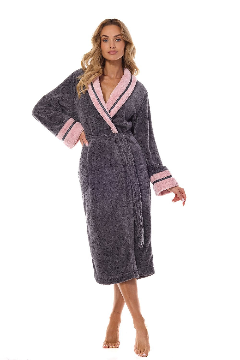 Bathrobe model 199363 Grey by L&L collection - Bathrobes