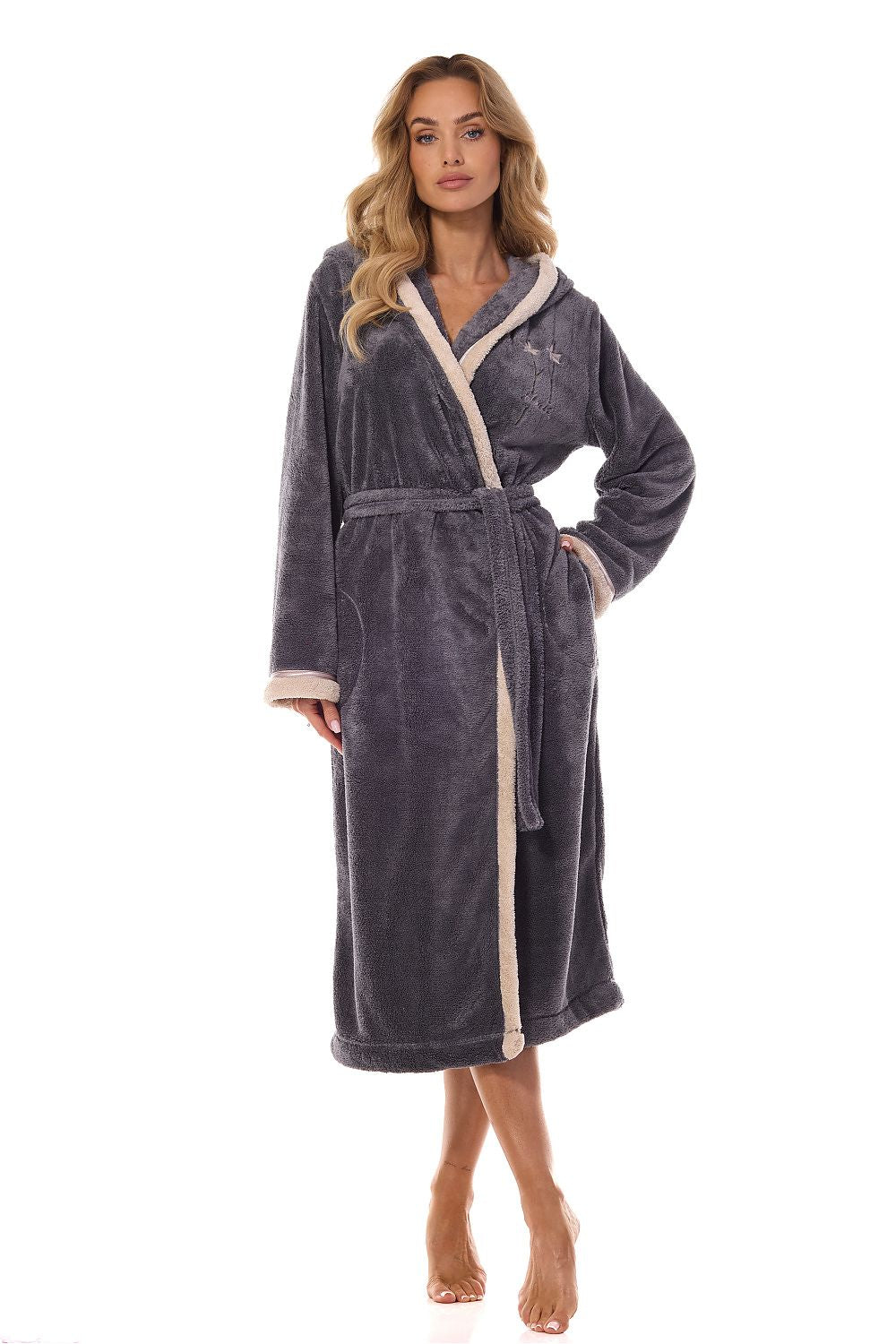 Bathrobe model 199367 Grey by L&L collection - Bathrobes