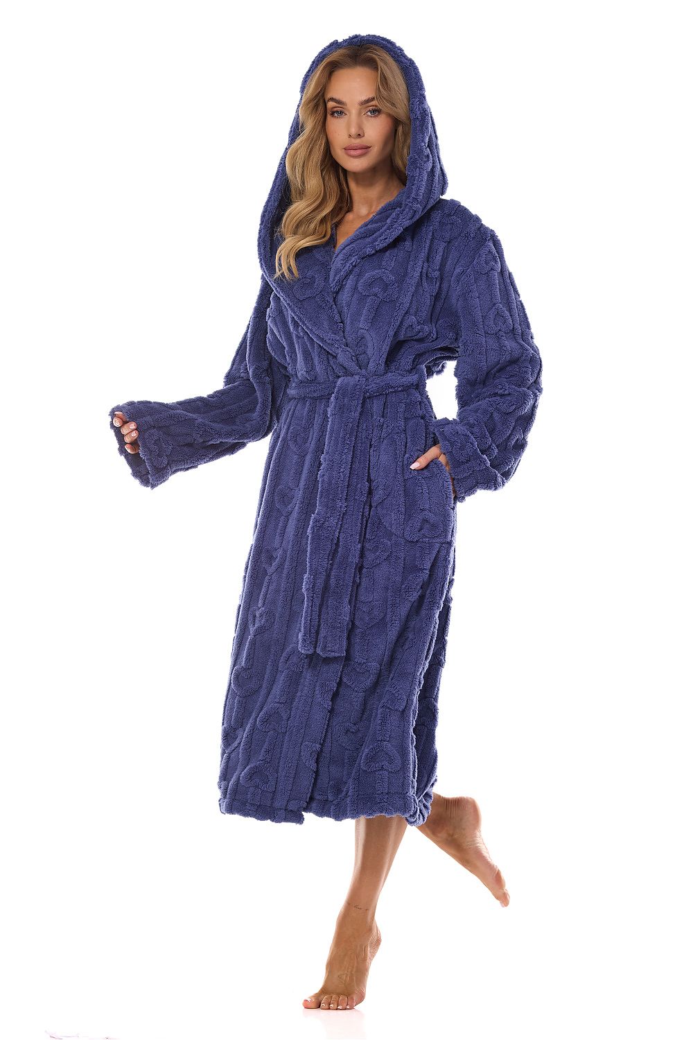 Bathrobe model 199718 Navy Blue by L&L collection