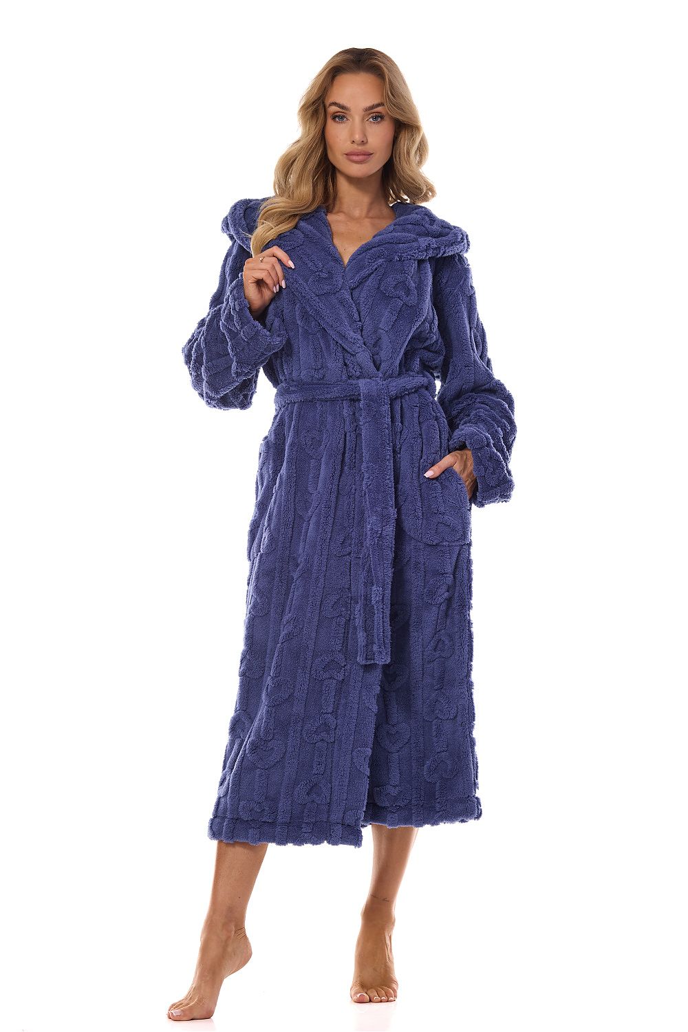 Bathrobe model 199718 Navy Blue by L&L collection