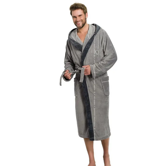 Bathrobe model 84075 Grey by L&L collection - Men’s