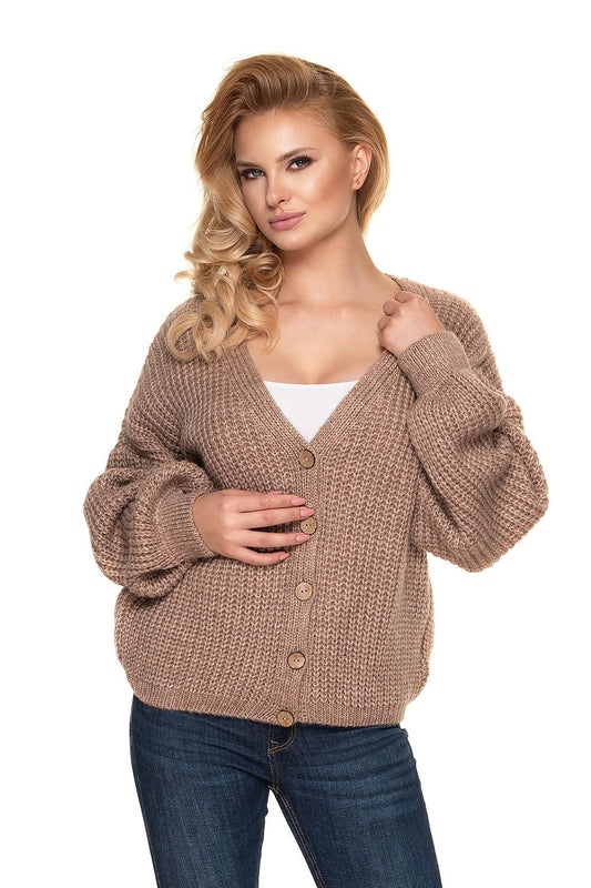 Cardigan model 156913 Beige by PeeKaBoo - One Size