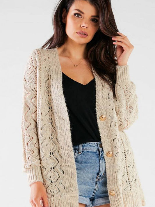 Cardigan model 166856 Beige by awama - One Size - Cardigans