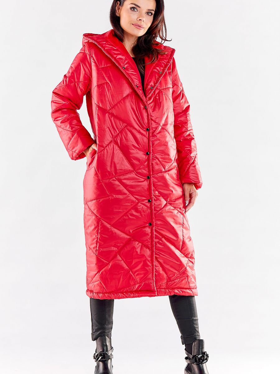 Coat model 173876 Red by awama - Women’s Autumn Coats