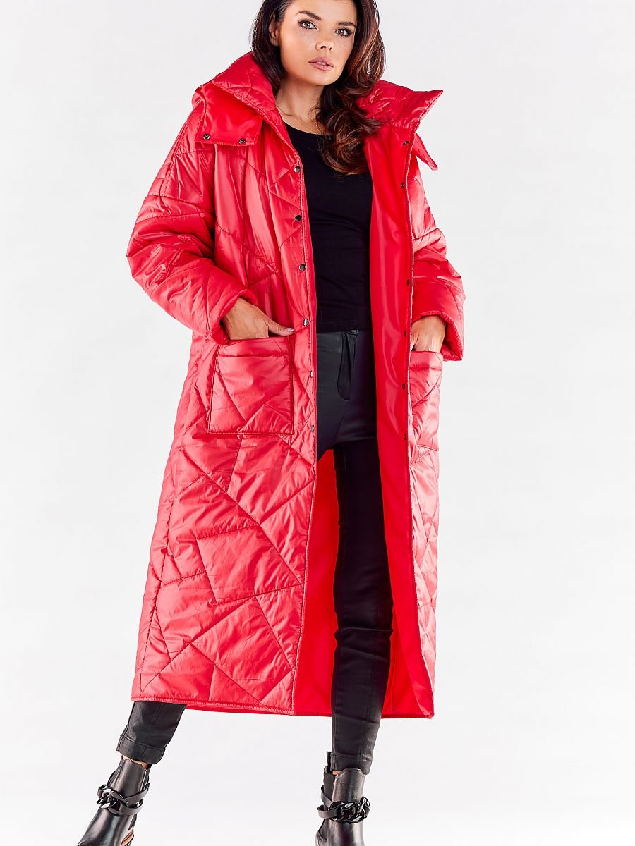 Coat model 173879 Red by awama - Women’s Autumn Coats