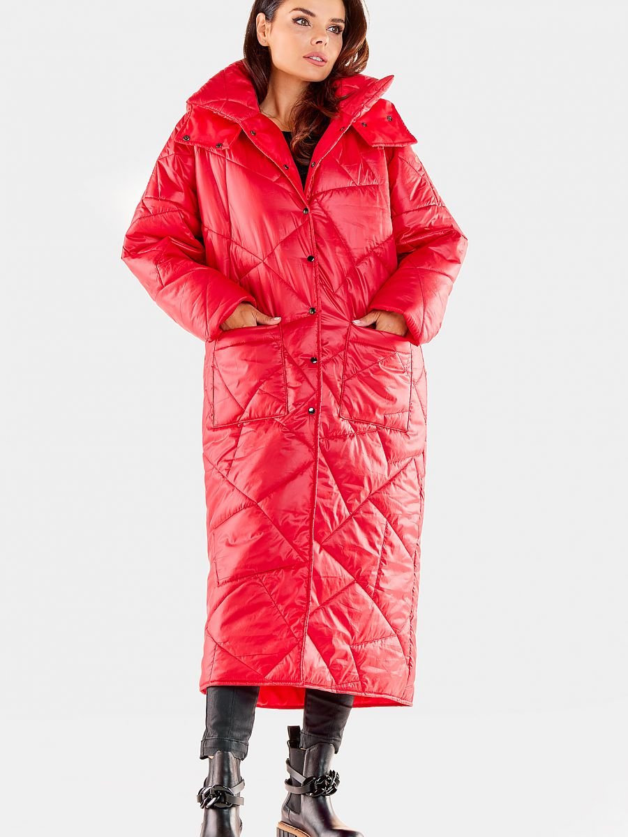 Coat model 173879 Red by awama - Women’s Autumn Coats