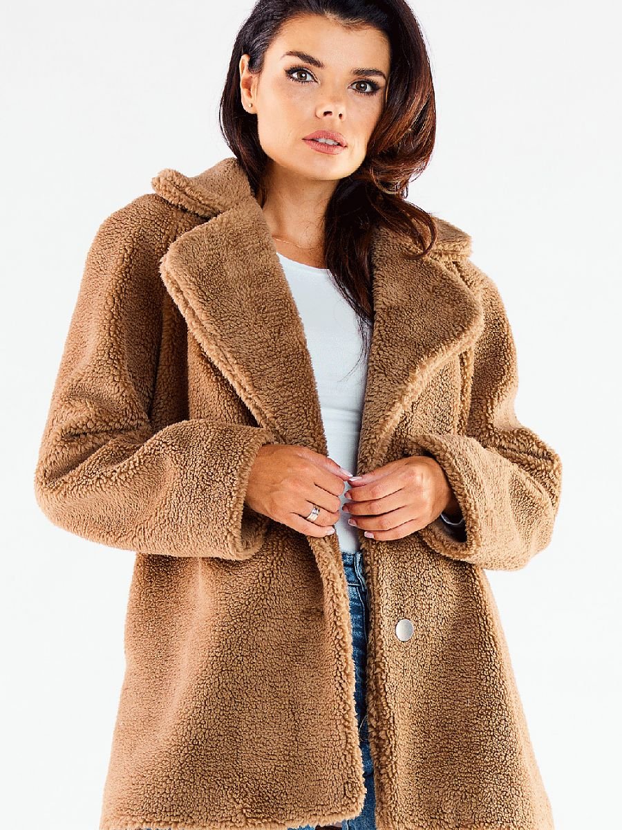 Coat model 173895 Brown by awama - Women’s Autumn Coats