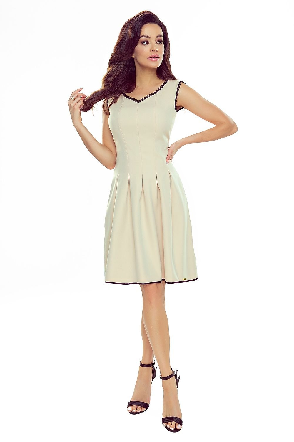 Cocktail dress model 182088 Beige by Numoco - Short Dresses