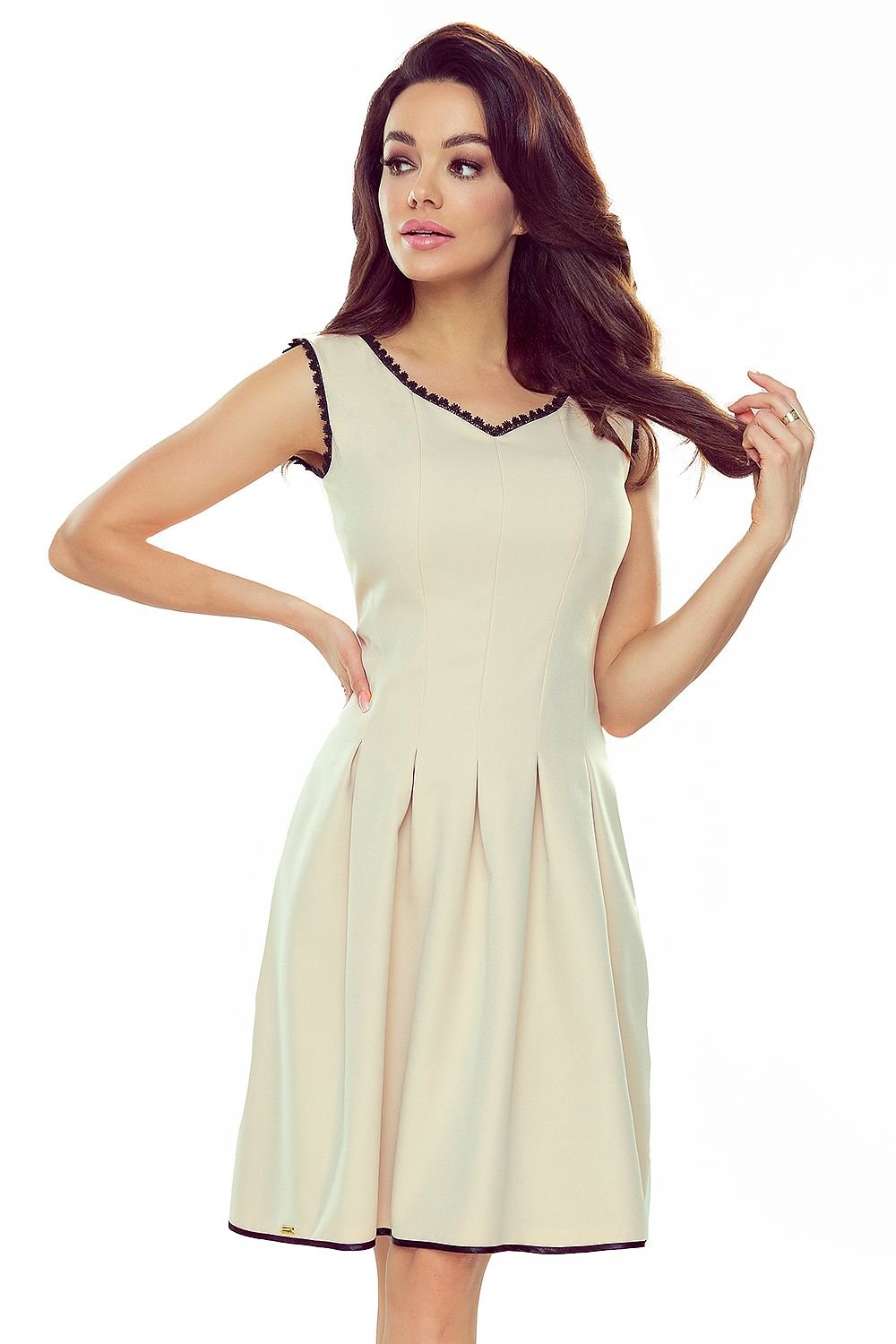 Cocktail dress model 182088 Beige by Numoco - Short Dresses