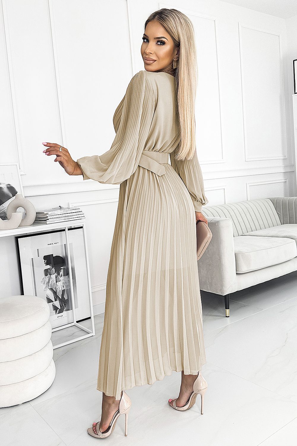 Cocktail dress model 182504 Beige by Numoco - One Size