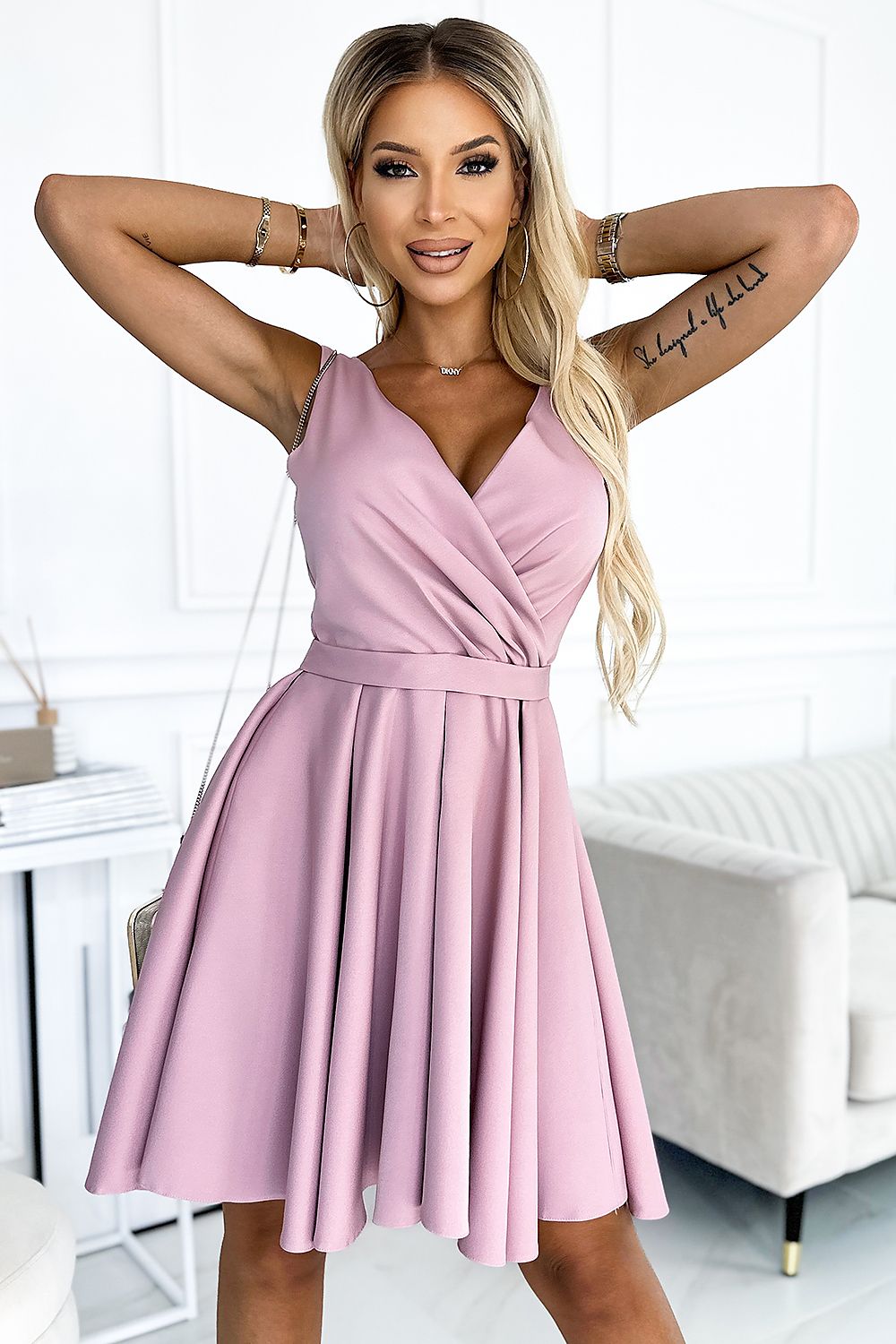 Cocktail dress model 183709 Pink by Numoco - Short Dresses