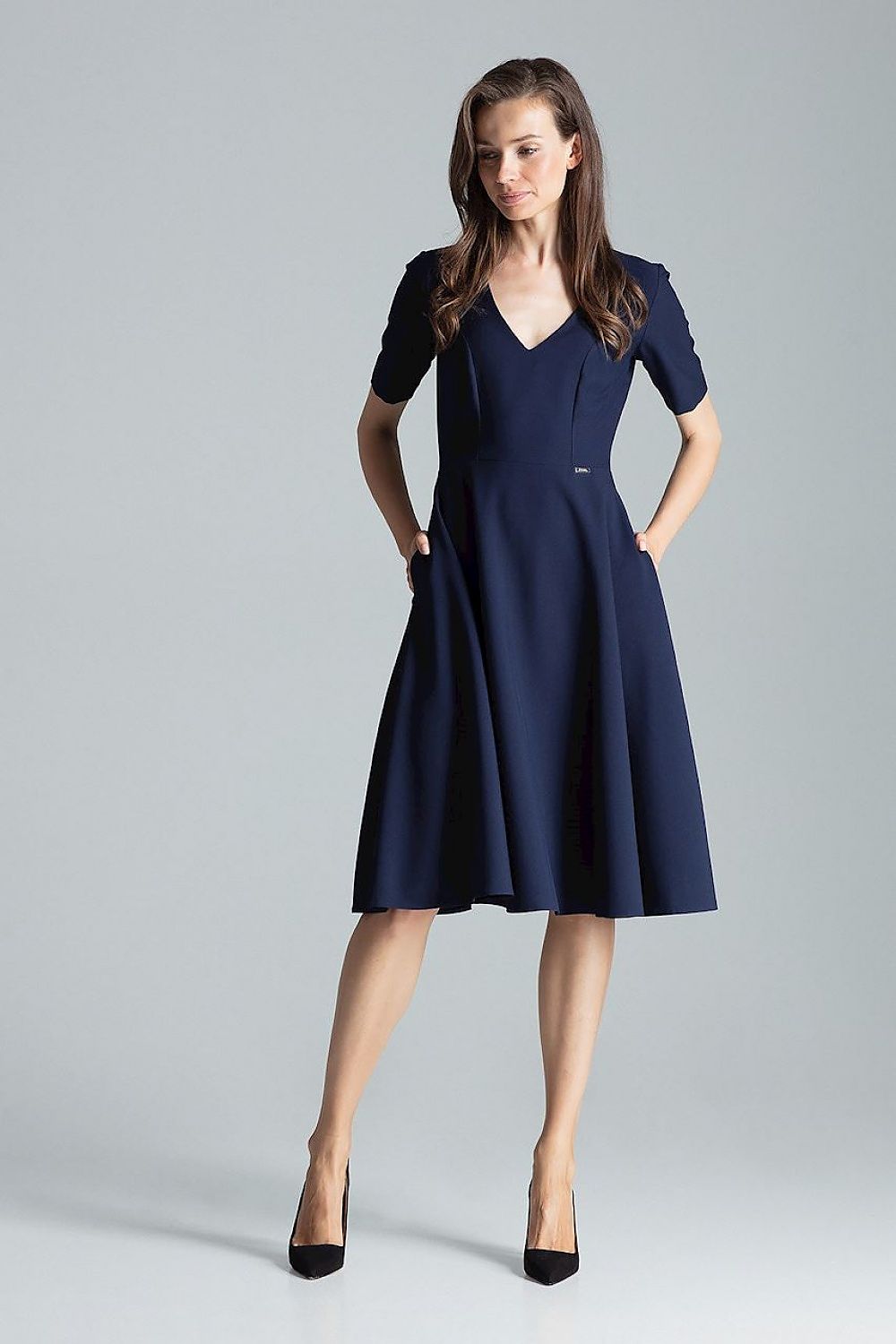 Daydress model 135800 Navy Blue by Figl - Midi Dresses