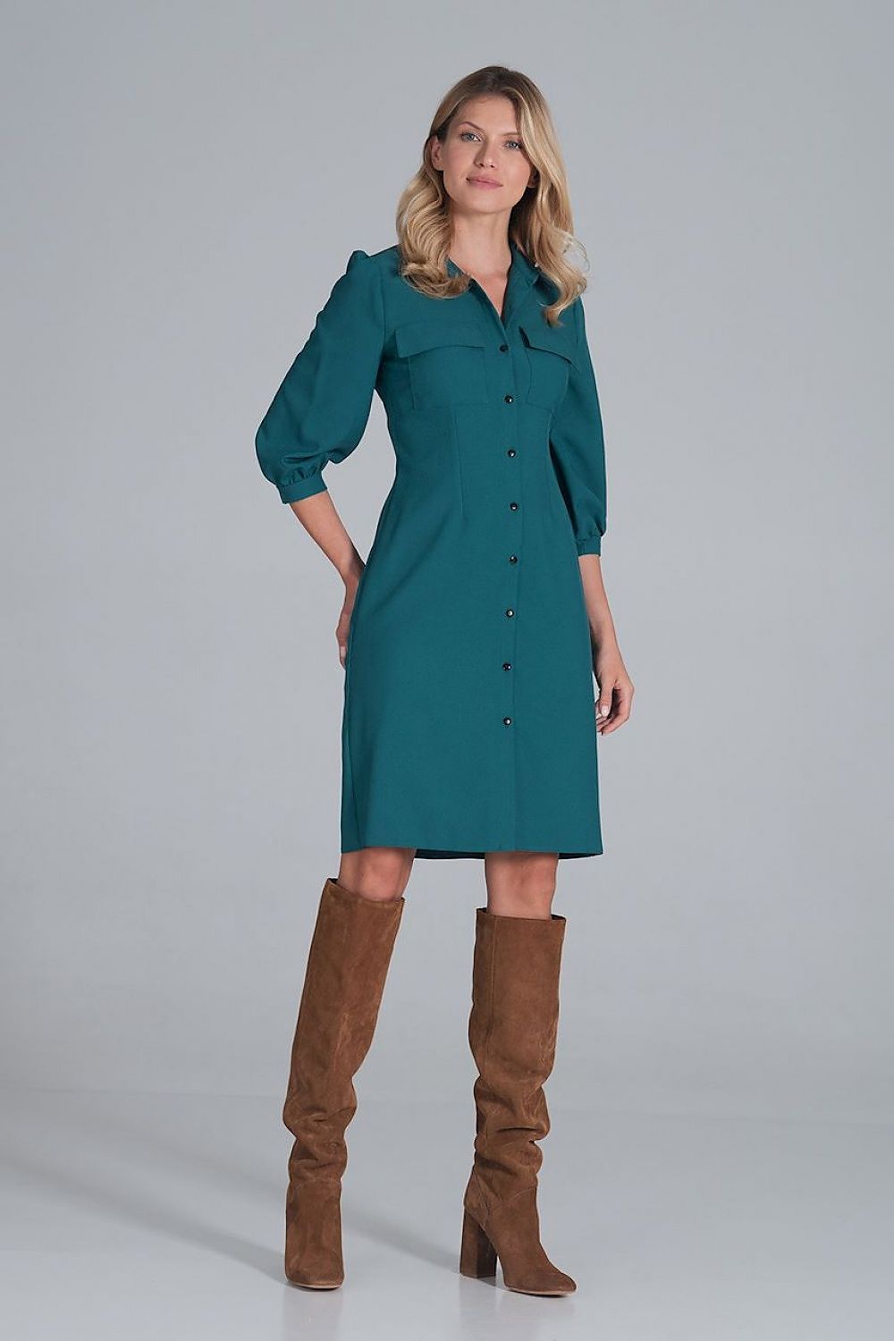 Daydress model 162392 Green by Figl - Shirt Dresses